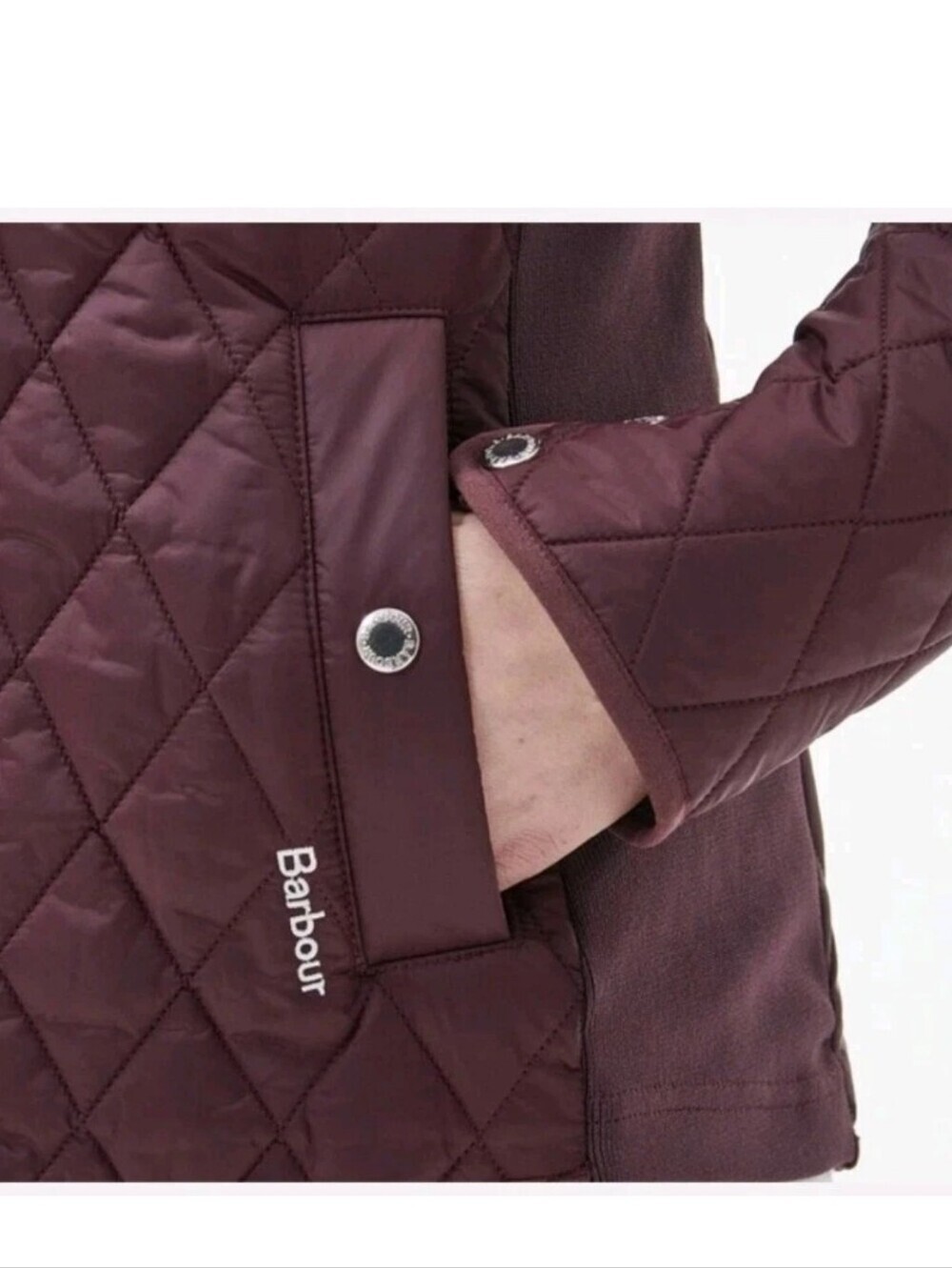 Barbour Yarrow Quilted Puffer Zip-Up Lightweight Black Cherry Jacket US Size 12 - Picture 15 of 16